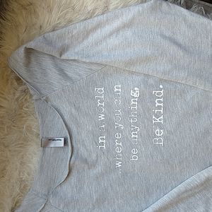 Thread Tank Graphic Long Sleeve Shirt In a world ... be Kind Gray Raglan Large